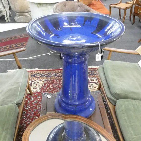 LG BLUE POTTERY BIRD BATH DIA  530MM