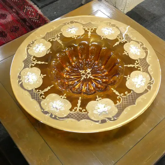 (17907) LG VENETIAN GLASS WIDE RIMMED DISH DIA 430MM