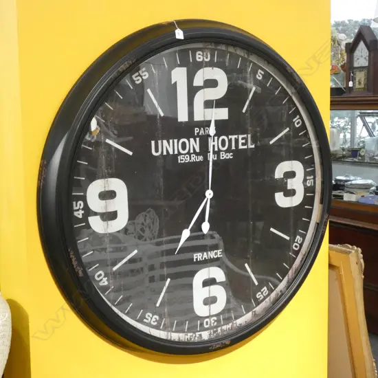 'UNION HOTEL' LARGE FRENCH STYLE WALL CLOCK 1150mm dia