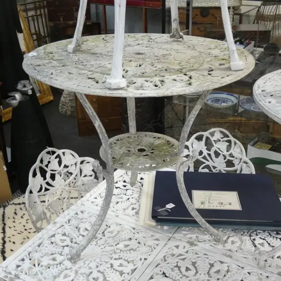 ENDERSLEY WHITE PAINTED ALUMINIUM OUTDOOR TABLE 700mm dia