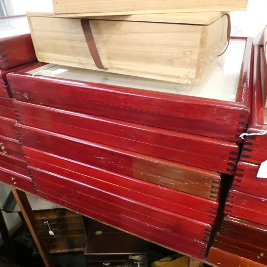 6 WOOD FRAMED GLAZED DISPLAY CASES EX. TE PAPA