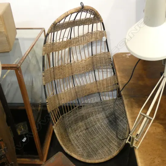 VINTAGE CANE HANGING EGG CHAIR