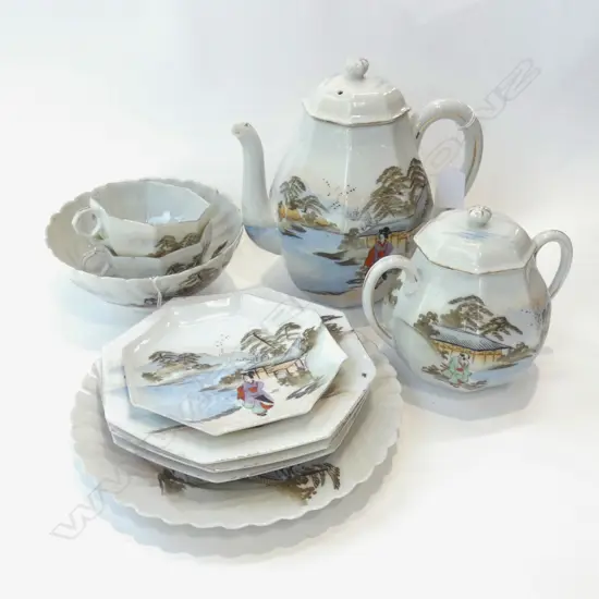 (17785) ORIENTAL PART TEA SET INC. COFFEE POT 10PCS