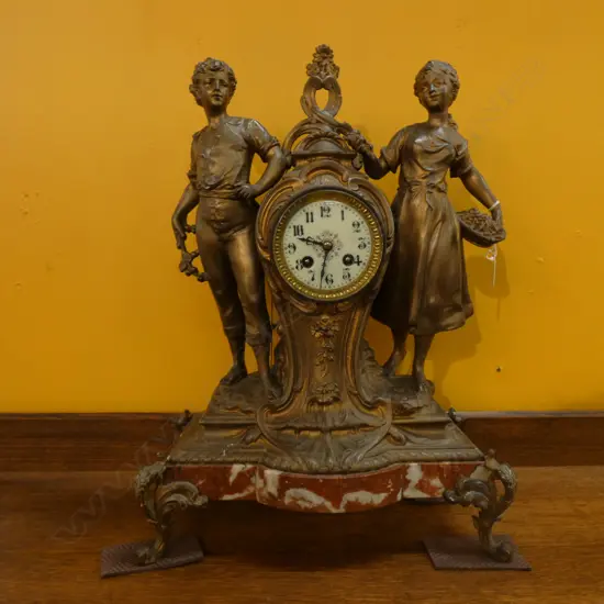 FRENCH FIGURAL BRASS CLOCK H  520MM