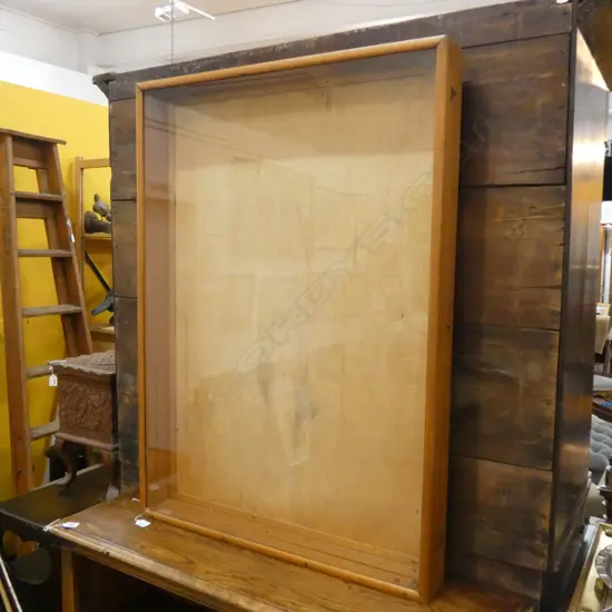 LARGE DISPLAY CABINET, HINGED GLAZED LID...