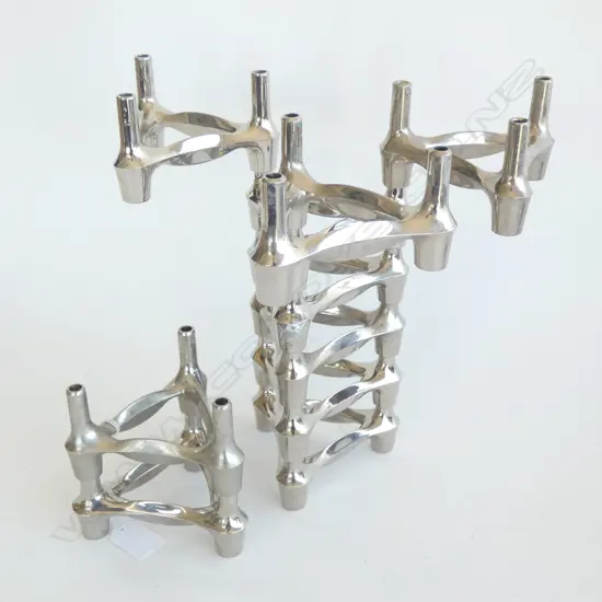 TEN MID-CENTURY BMP FRITZ NAGEL DESIGN MODULAR CANDLESTICKS/CANDELABRA