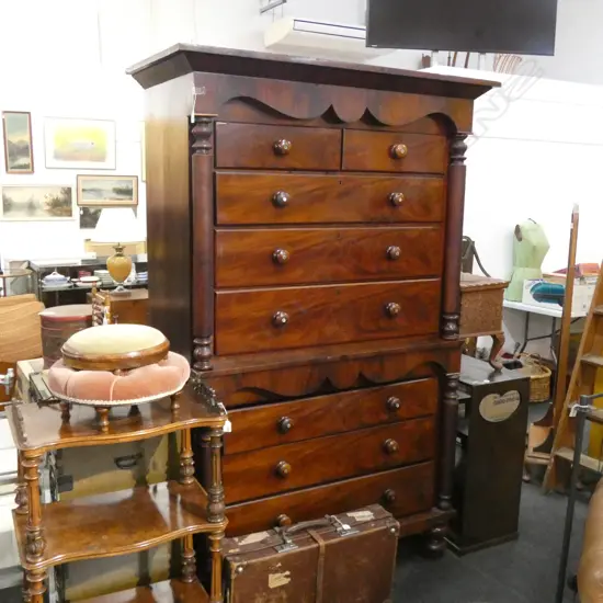VICTORIAN MAHOGANY CHEST ON CHEST...