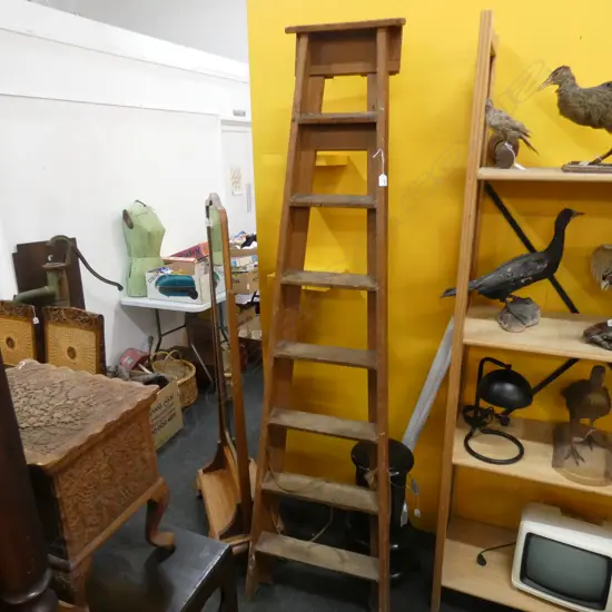 J.C. PELHAM & SONS AUCKLAND OLD WOODEN LADDER