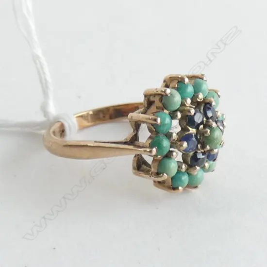 9CT GOLD SAPPHIRE AND TURQUOISE ? RING