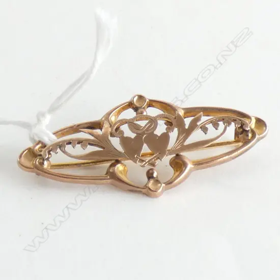 NZ 9CT GOLD BROOCH 1.91gm S. BROS.CHCH