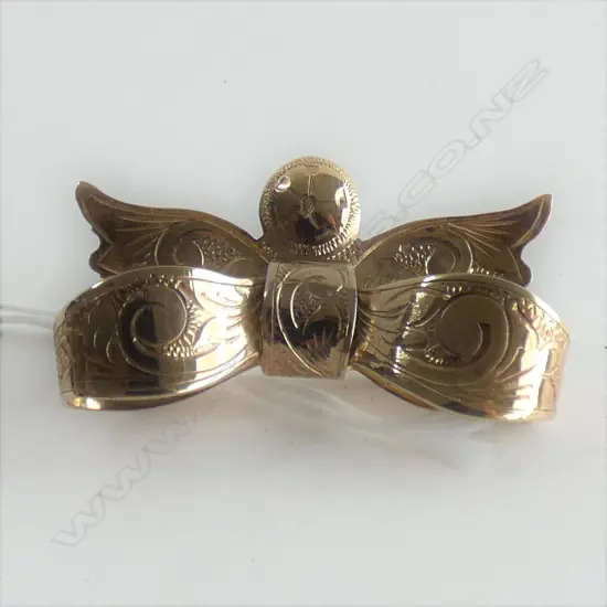 GOLD PLATED STG SILVER BOW BROOCH 