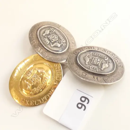 1 9CT GOLD & PR STG SILVER 'BOWLS' AWARD PINS C1960'S - 70'S