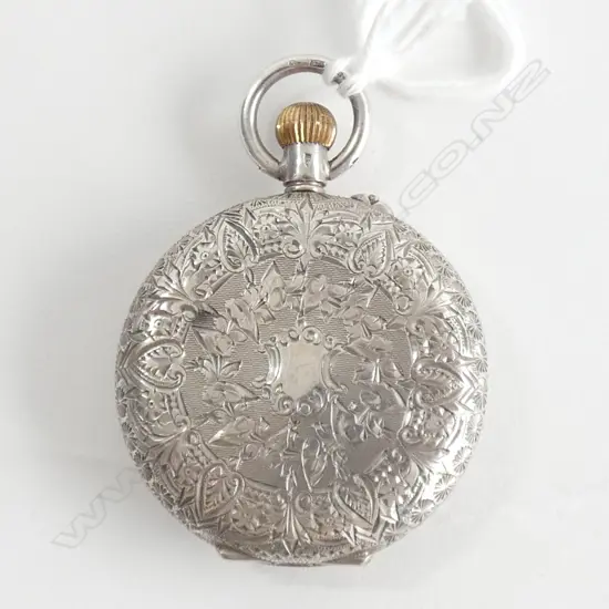 SILVER LADIES ENGRAVED FOB WATCH ANTIQUE