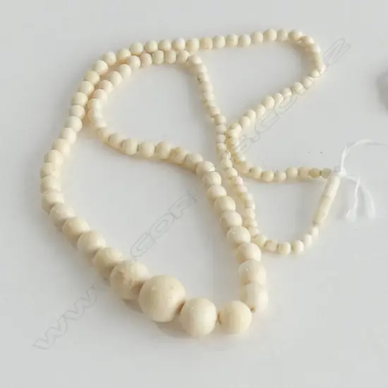 1930'S IVORY BEADS - ORIGINAL CLASP & RECENTLY RESTRUNG