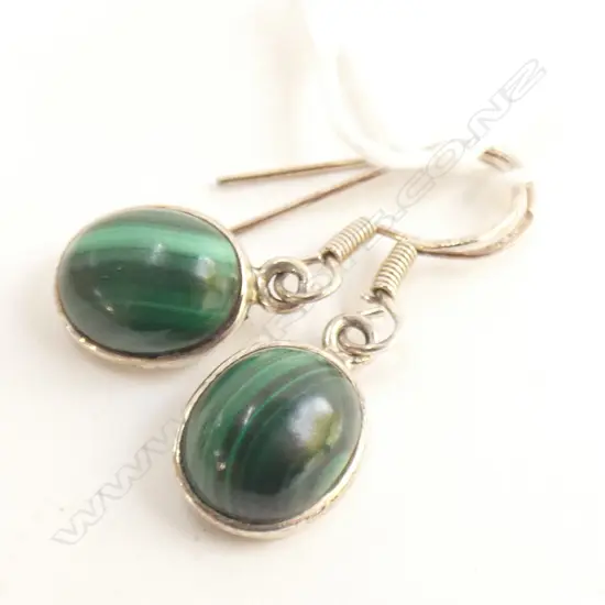 MALACHITE & SILVER DROP EARRINGS 