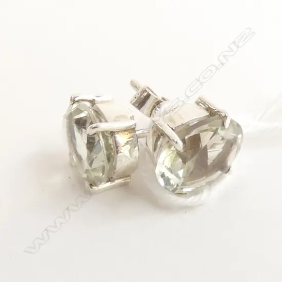 SILVER & GREEN TINGED AMETHYST EARRINGS 