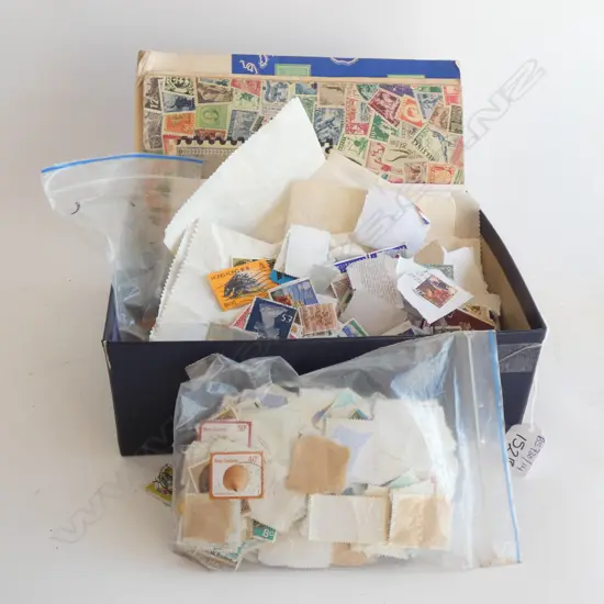 BOX LOT ASST. WORLD NOTES & COINS, STAMPS, FIRST DAY COVERS ETC