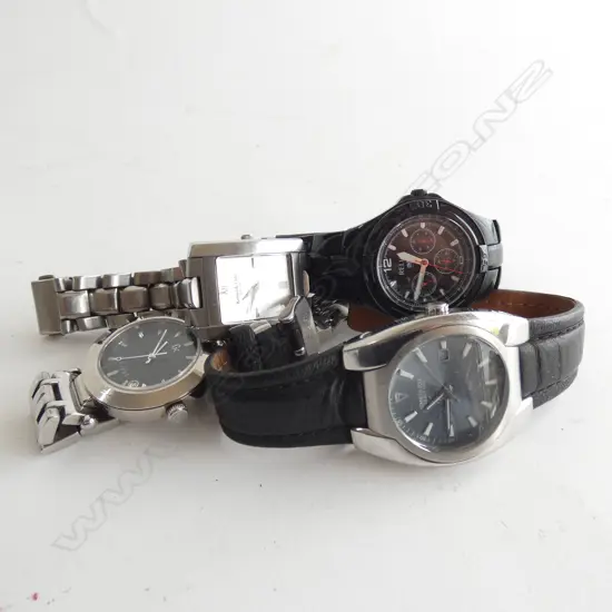 4 MENS WATCHES; 2 KENNETH COLE, RELIC, GUESS