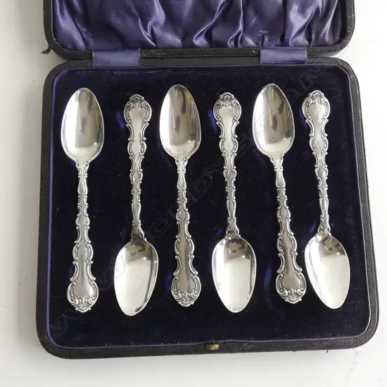 BOXED SET 6 925 SILVER TEASPOONS - WGT 88GMS