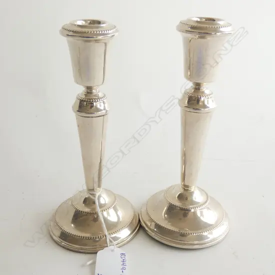 LONDON 1990 PAIR  STERLING CANDLESTICKS H.175mm TOTAL WEIGHT 530gm
