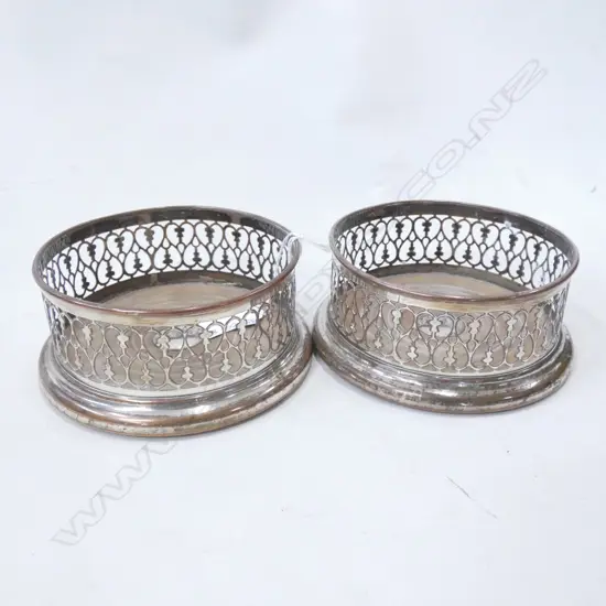 PR 19THC SHEFFIELD PLATE WINE COASTERS - DIA  145MM