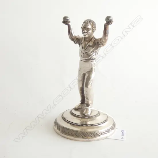 SILVER PLATED STATUETTE AFRICAN AMERICAN  BALL PLAYER