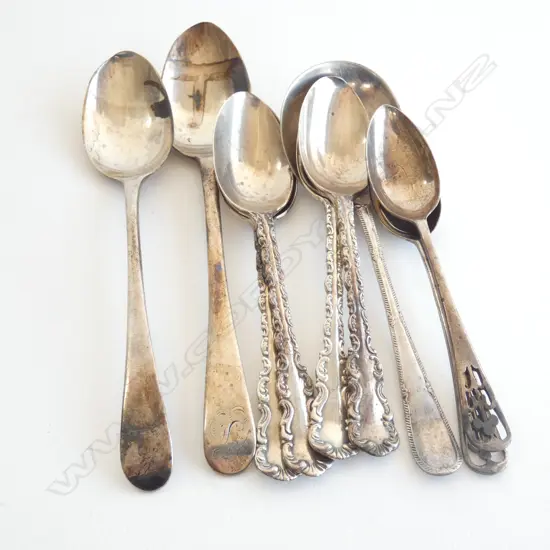 9 ASST STG SILVER TEA & COFFEE SPOONS - TOTAL WGT 124GMS