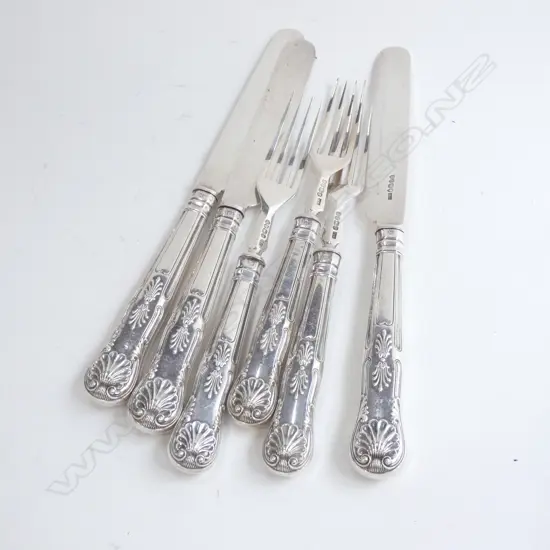 6 KINGS PATTERN SILVER FRUIT CUTLERY 268 GRAMS