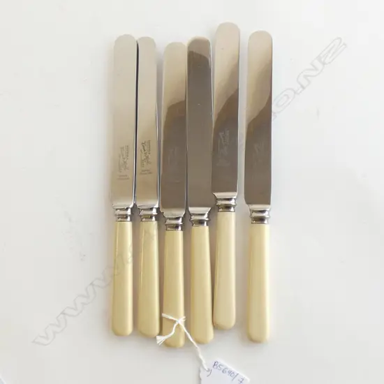 SET OF 6 LONG IVORINE HANDLED KNIVES L.240mm