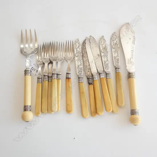 14 PCE IVORINE HANDLED FISH SET