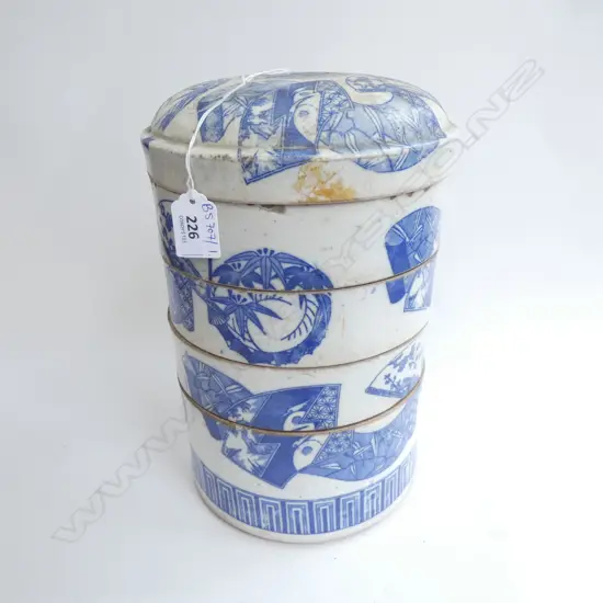 B/W ORIENTAL STACKED LUNCH BOX H.300mm