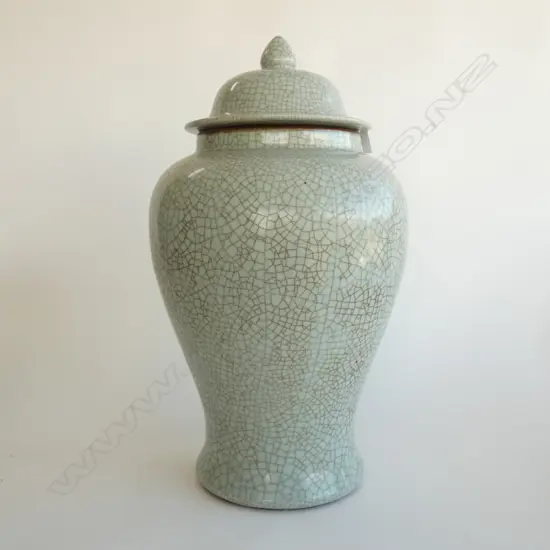 LARGE LIDDED GINGER JAR; CRACKLE GLAZE H.500mm