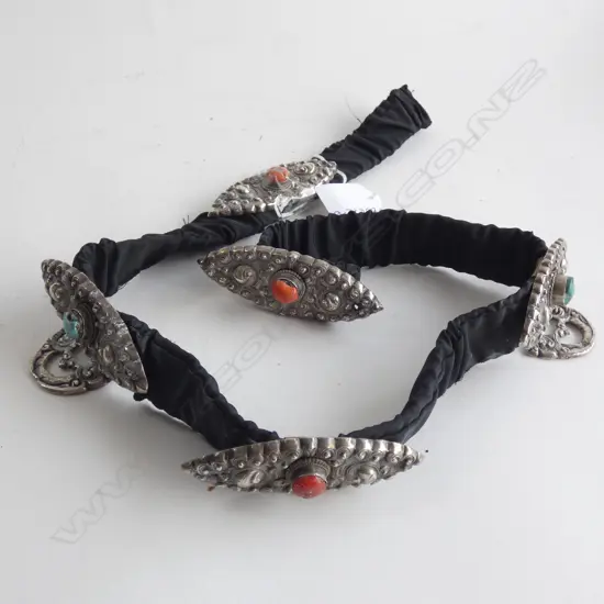 10C ATTRIB. NEPALESE BELT PIECES - CORAL & TURQUOISE