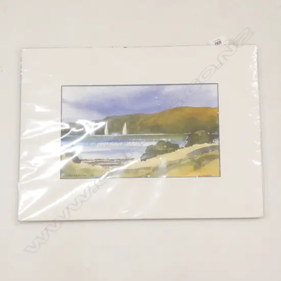 C. LAWRIE, WATERCOLOUR, URUPUKAPUKA BAY WITH YACHTS, MOUNTED UNFRAMED. 160 x 270mm IMAGE