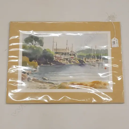 CHERRY LAWRIE, WATERCOLOUR,  'ON THE HARD, OPUA', MOUNTED UNFRAMED. 205 x 305mm IMAGE