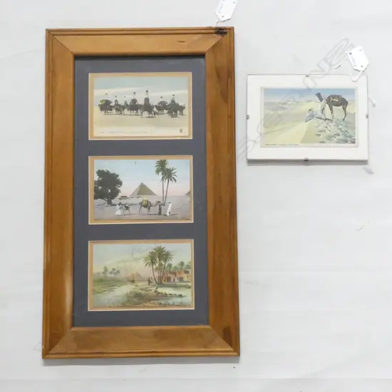 POSTCARDS BY LEHNERT ET LANDROCK, 3 POSTCARDS IN ONE FRAME, 480mm x 280mm OVERALL. AND ANOTHER IN GLAZED CLIPPED FRAME