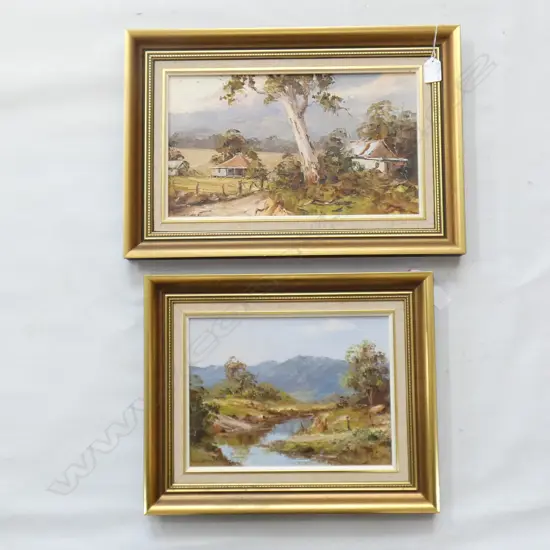 PR JOHN HINGERTY OIL ON BOARD; 'OUT FROM BELLINGEN' & CREEK CROSSING BUNGENDORE' LARGEST 360 X 210MM