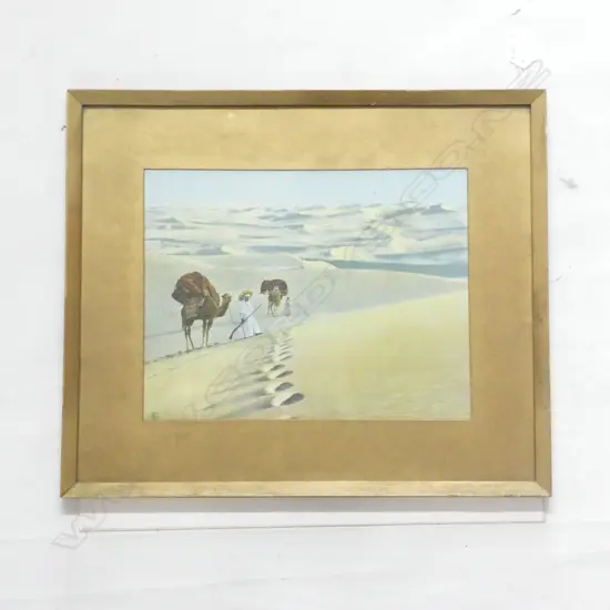 DESERT SCENES CHROMOLITHO BY LEHNERT ET LANDROCK, TITLE IS NOT VISIBLE, GILT FRAMED 420mm x 355mm OVERALL.