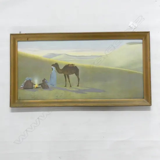 DESERT SCENES CHROMOLITHO BY LEHNERT ET LANDROCK, 5055 ‘CAMPEMENT AU DÉSERT’, 640mm x 340mm OVERALL.