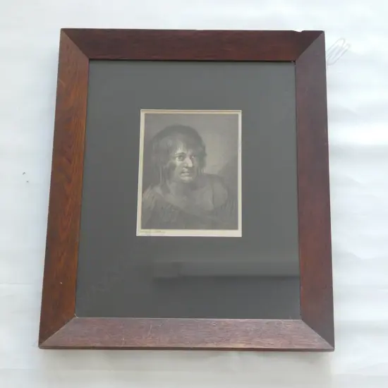 FRAMED PRINT - MAORI GIRL DRAWING BY W HODGES 180 x 240MM