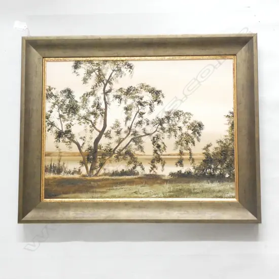 JUDITH MORETON 'TAUPO - MISSION BAY' OIL 1977 355x480mm