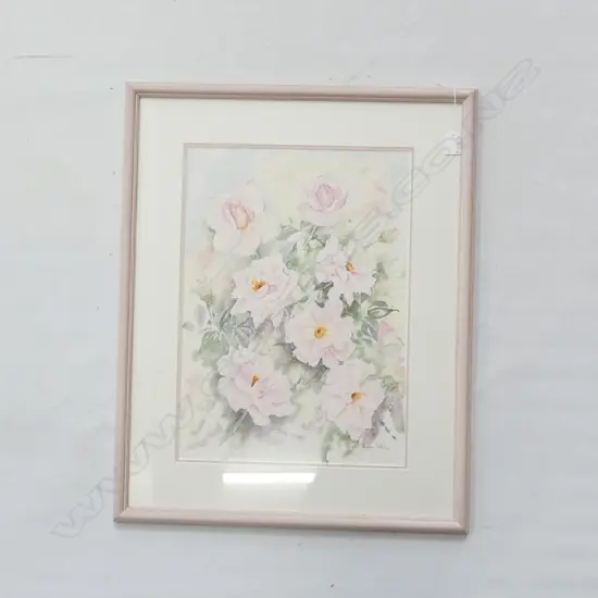WATERCOLOUR ON BOARD 'ROSES' THELMA WHITING 490 X 355MM