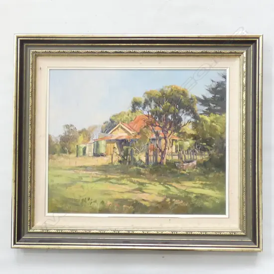 OIL ON BOARD 'GOLFERS COTTAGE GERINGONG' JOHN SHARMAN  540 X 440MM
