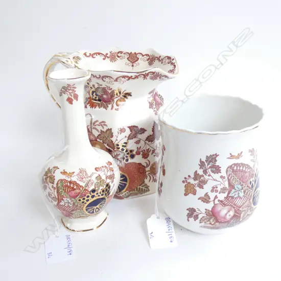 MASON IRONSTONE HARVEST GOLD JUG & 2 VASES