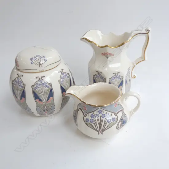 MASON IRONSTONE LIDDED GINGER JAR & 2 JUGS LIBERTY PAT
