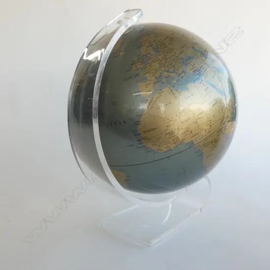 GLOBE ON PERSPEX STAND MADE IN DENMARK H.350mm
