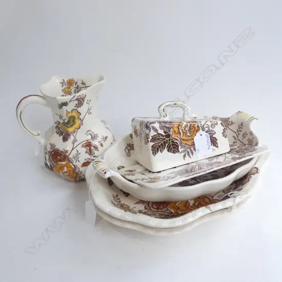 MASON IRONSTONE JUG 3 BOWLS & CHEESE WEDGE CHANTILLY PAT