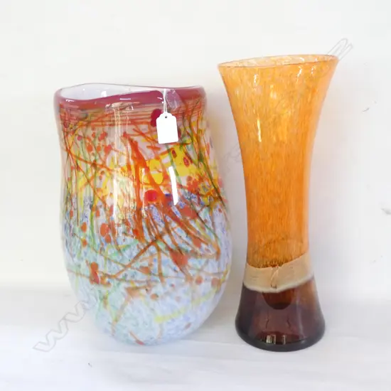 2 ART GLASS VASES H.380mm