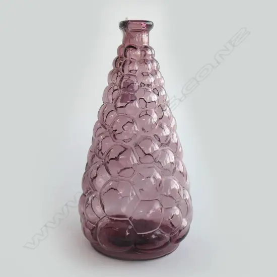 PURPLE PRESSED GLASS GENIE BOTTLE NO STOPPER H.270mm