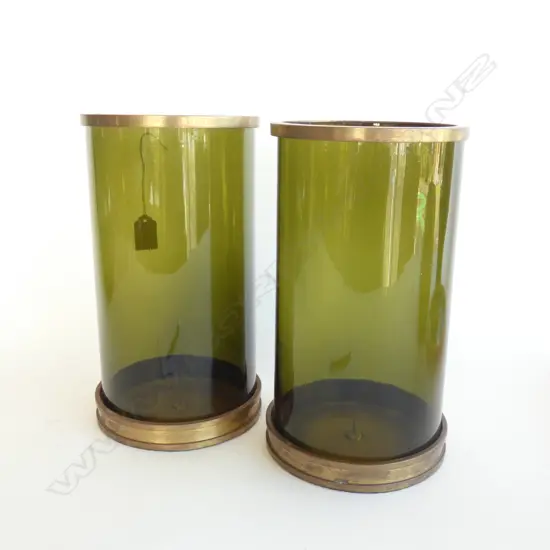 PR GREEN GLASS HURRICANE LAMPS H.285mm
